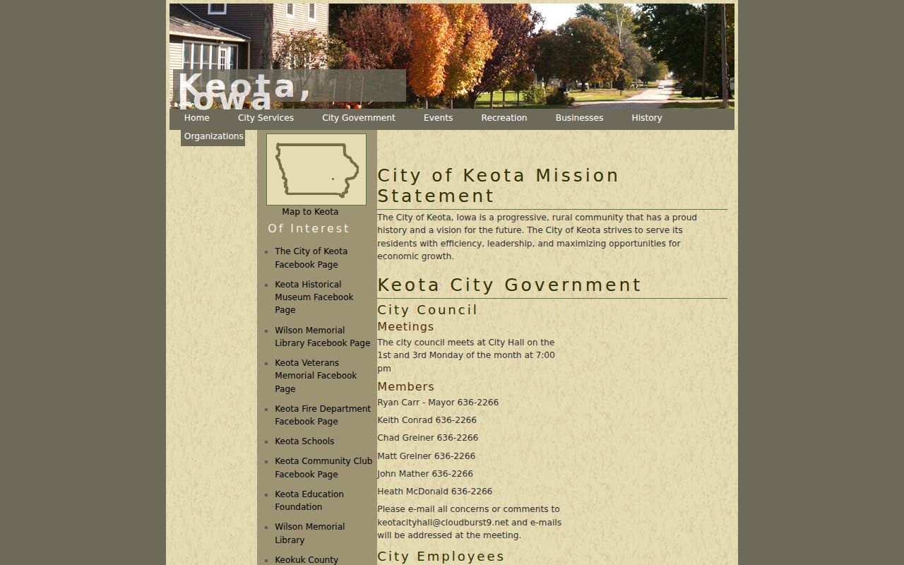 Keota warrant records city government contact page