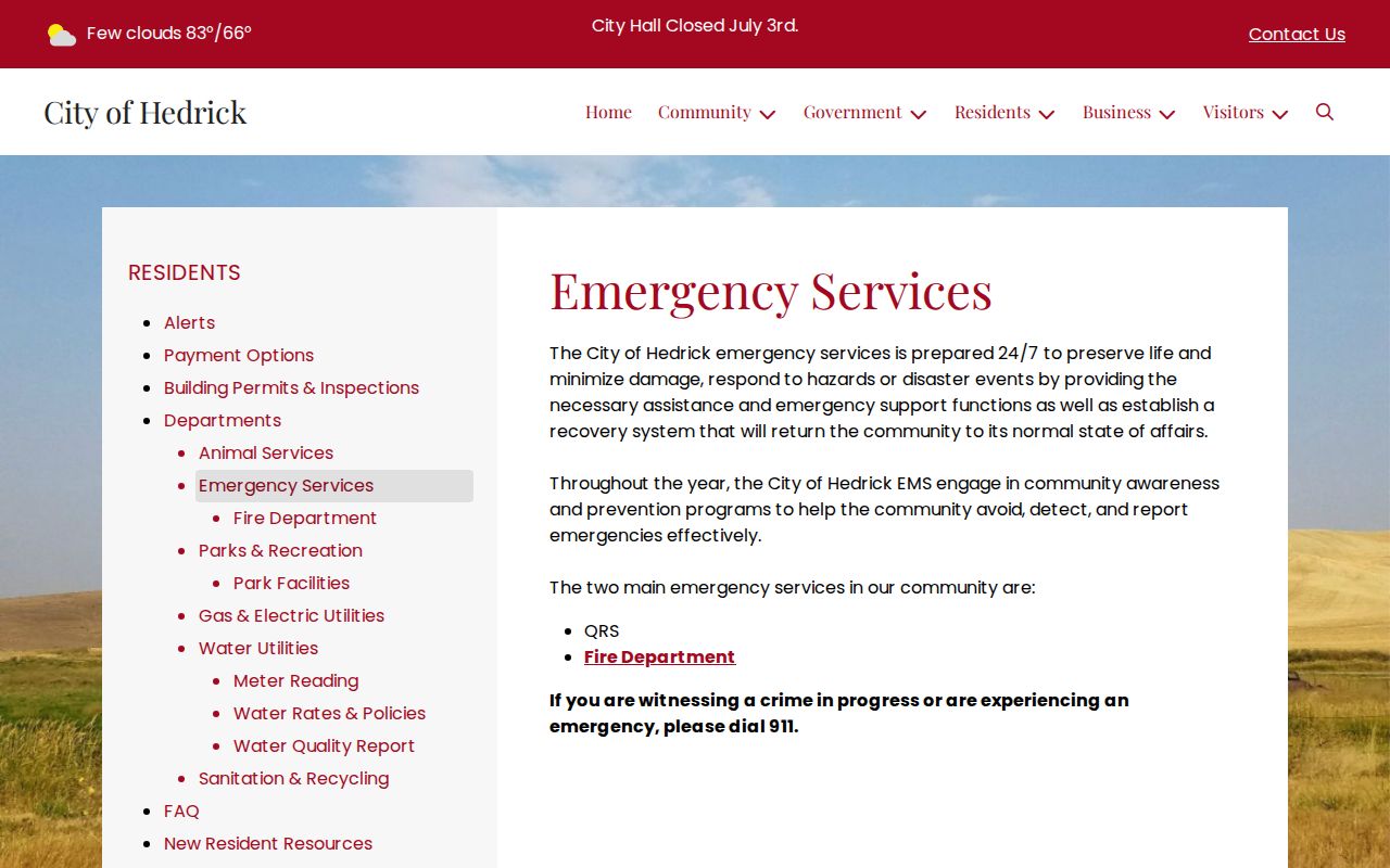 Hedrick warrant records emergency service guidance